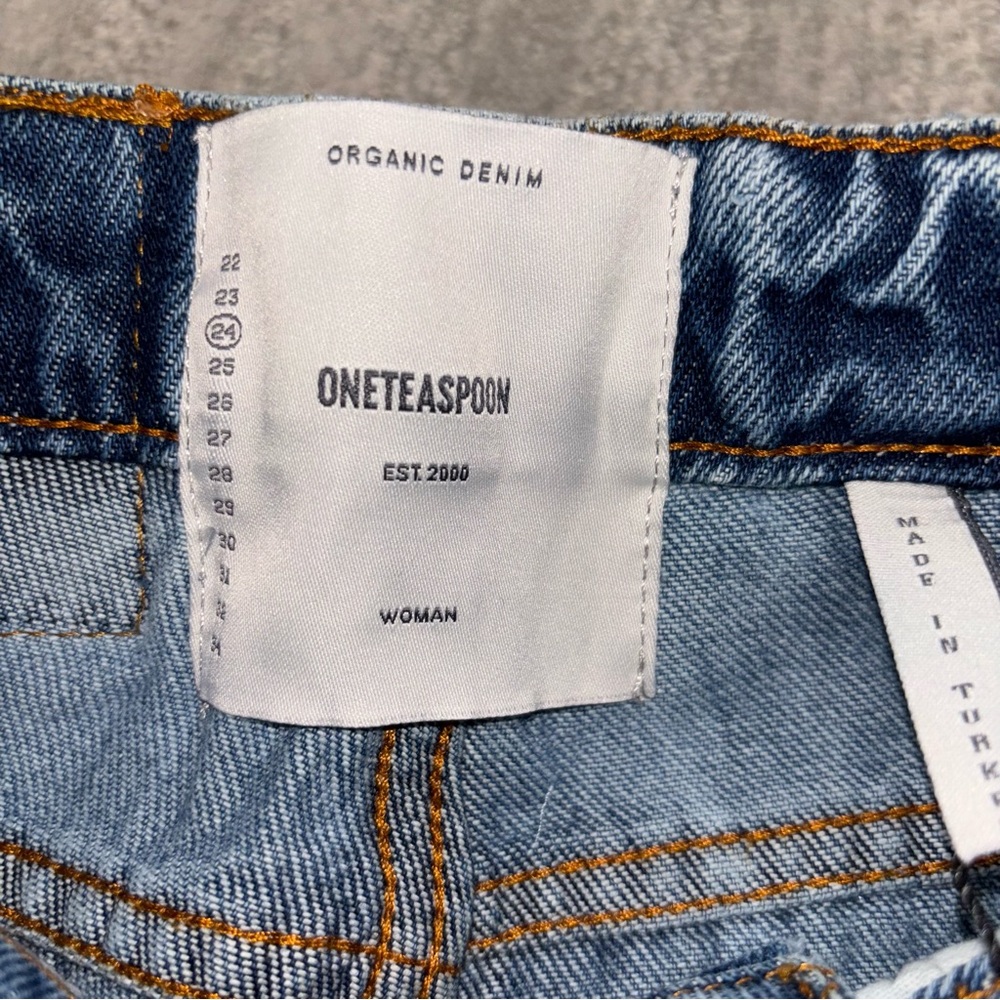 NWT One Teaspoon Longline Distressed Trucker Shorts Organic Cotton Women’s Sz 24 - Picture 5 of 7
